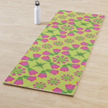 Retro Bell Blume Mandalas Green Yoga Mat