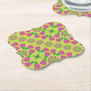 Retro Bell Blume Mandalas Grünbuch Untersetzer