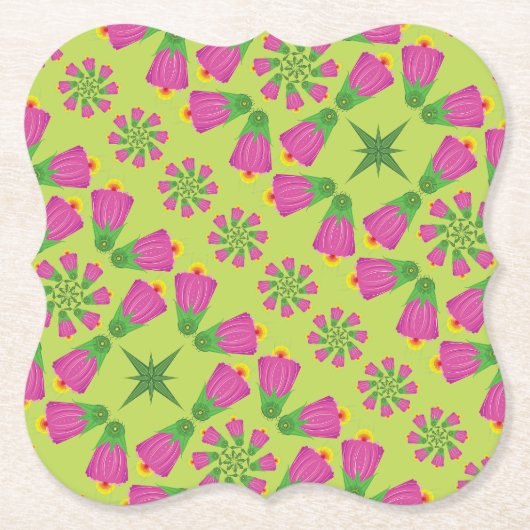 Retro Bell Blume Mandalas Grünbuch Untersetzer (Vorderseite)