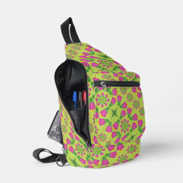 Retro Bell Blume Mandalas Grüne Sling Tasche