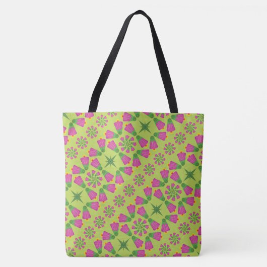 Retro Bell Blume Mandalas Grüne Tasche (2 Größen) (Vorderseite)