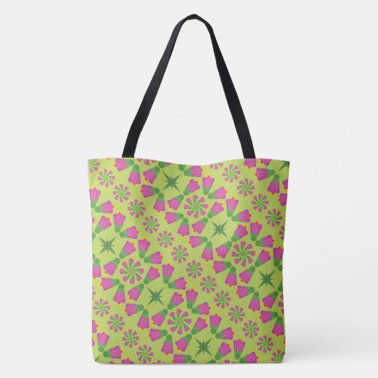 Retro Bell Blume Mandalas Grüne Tasche (2 Größen) (Rückseite)