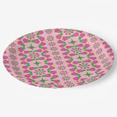 Retro-Bell-Blume-Mandalas Rosa 9" Teller (Schrägansicht)