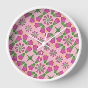 Retro Bell Blume Mandalas Rosa Holzuhr Gerahmt Uhr
