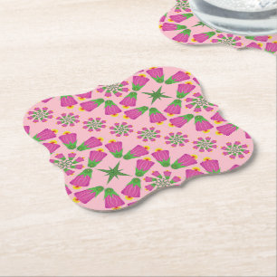 Retro-Bell-Blume-Mandalas Rosa Paper-Untersetzer Untersetzer