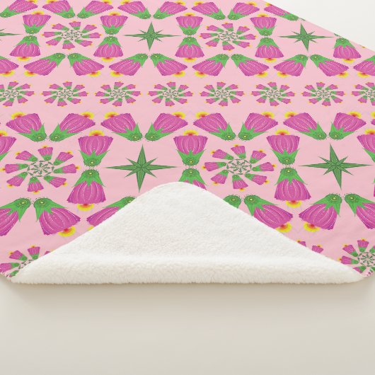 Retro Bell Blume Mandalas Rosa Sherpa Blankon Sherpadecke (3/4)