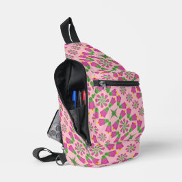 Retro-Bell-Blume-Mandalas Rosa Sling-Tasche Crossbody Bag