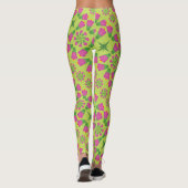 Retro Bell Blume Mandalase Grüne Leggings (Rückseite)