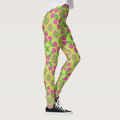 Retro Bell Blume Mandalase Grüne Leggings (Rechts)