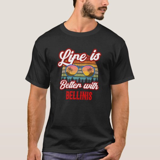 Retro Bellinis Sonnenuntergang mit Bellinis T-Shirt (Vorderseite)