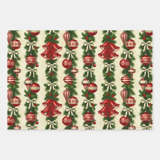 Retro Bells & Baubles Geschenkpapier Set (Vorderseite 3)