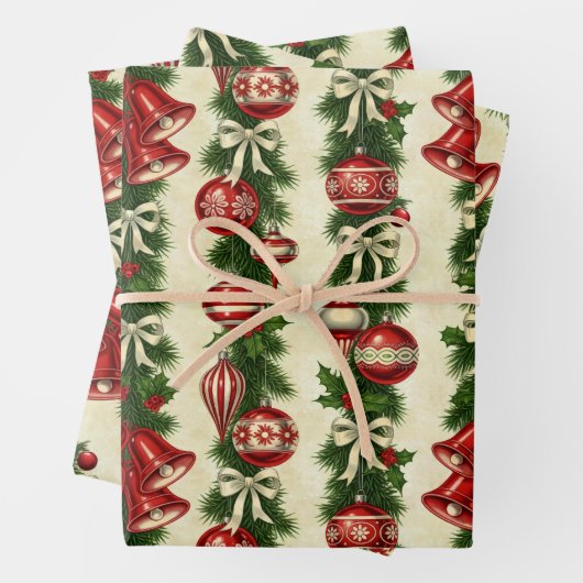 Retro Bells & Baubles Geschenkpapier Set (Beispiel)