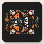 Retro Benutzerdefiniertes Herbstthema Spooky Hexen Getränkeuntersetzer (Vorderseite)