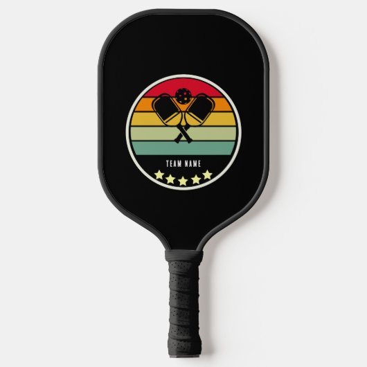 Retro-benutzerdefiniertes Schwarz Pickleball Schläger (Vorderseite)