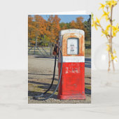 Retro-Benzinpumpe zum Älterwerden Karte (Gelbe Blume)