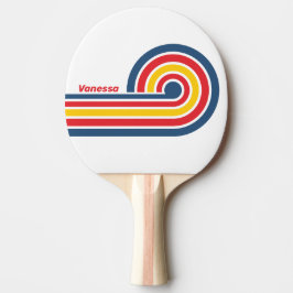 Retro-Berg-Curl-Streifen mit Namen Tischtennis Schläger