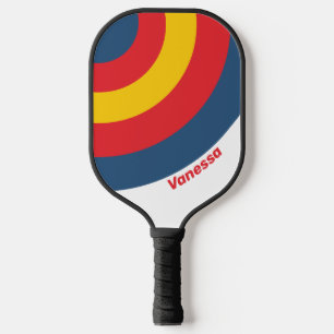 Retro Berg Kreis Streifen mit Namen Pickleball Schläger