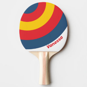 Retro-Berg-Kreis-Streifen mit Namen Tischtennis Schläger
