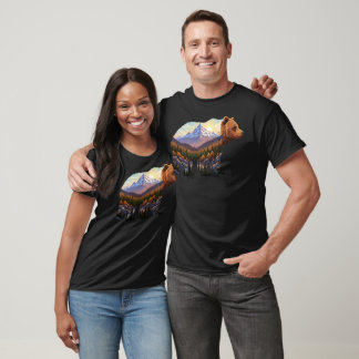 Retro Berg Natur Tier Wildnis Wald Outdoor T-Shirt