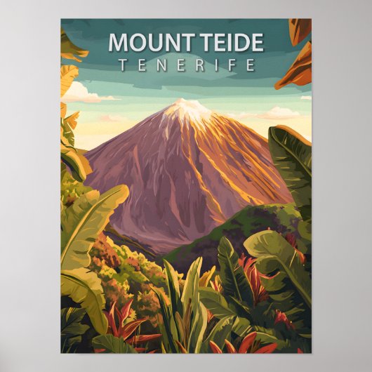 Retro-Berg Teide Teneriffa Kanarische Inseln Poster (Vorne)