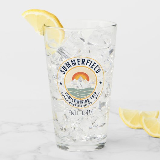 Retro-Berge Familienwandern individuell gestalten Glas (Vorderseite Ice)