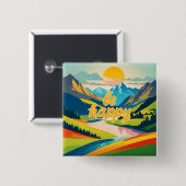 Retro-Berglandschaft Button (Vorne & Hinten)