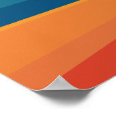 Retro Berglandschaft Illustration Blau Gelb Poster (Ecke)