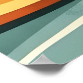 Retro Berglandschaft Illustration Rot Blau Poster (Ecke)