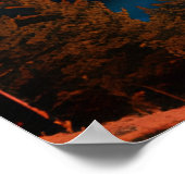 Retro Berglandschaft Illustration Rot Blau Poster (Ecke)