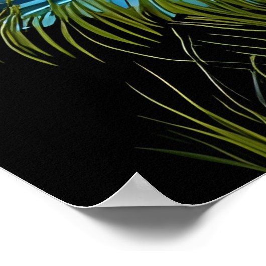 Retro Berglandschaft Illustration Rot Blau Poster (Ecke)