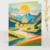 Retro-Berglandschaft Karte (Gelbe Blume)