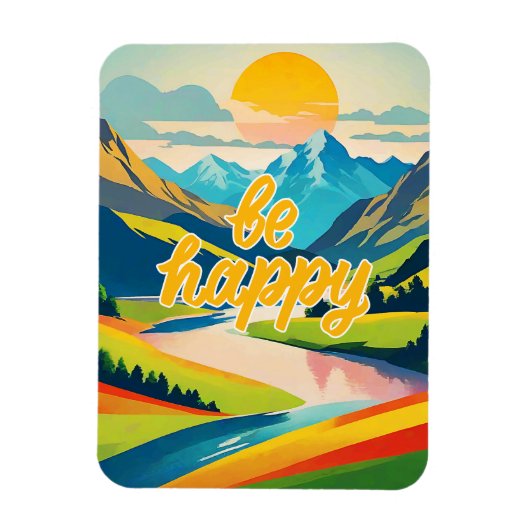 Retro-Berglandschaft Magnet (Vertikal)
