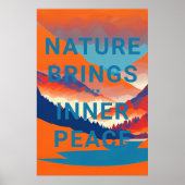 Retro-Berglandschaft mit See Poster (Vorne)