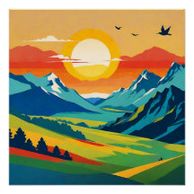 Retro Berglandschaft Naturvorführung