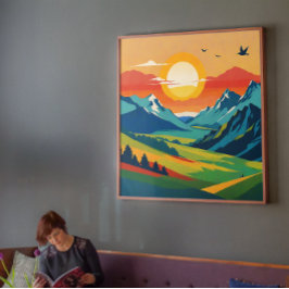 Retro Berglandschaft Naturvorführung Poster