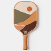 Retro Berglandschaft Pickleball Sun Custom Tex Pickleball Schläger (Rückseite)
