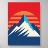 Retro Berglandschaft Zeichnend Landschaft Poster (Vorne)