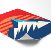 Retro Berglandschaft Zeichnend Landschaft Poster (Ecke)