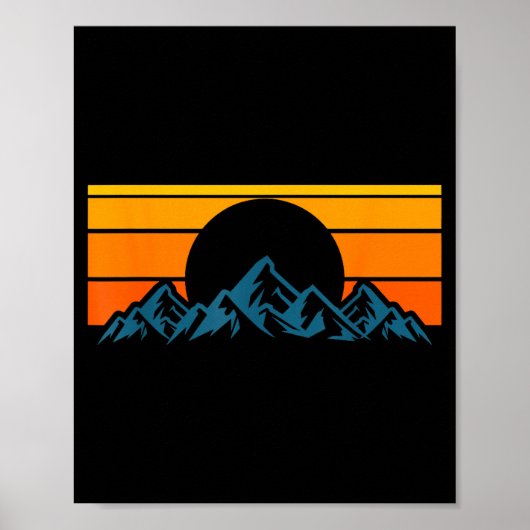 Retro-Bergsilhouette Poster (Vorne)