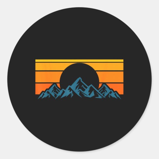 Retro-Bergsilhouette Runder Aufkleber (Vorderseite)
