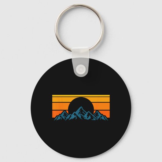 Retro-Bergsilhouette Schlüsselanhänger (Vorderseite)