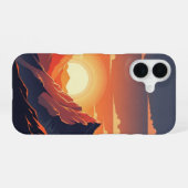 Retro-Bergsonneuntergang iPhone 16 Hülle (Rückseite (Horizontal))
