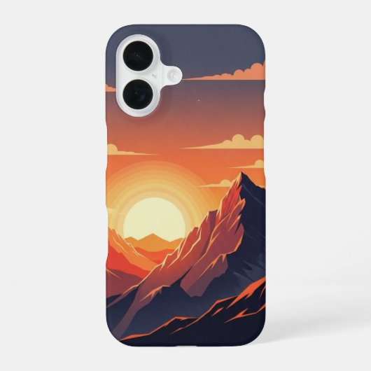 Retro-Bergsonneuntergang iPhone 16 Hülle (Rückseite)