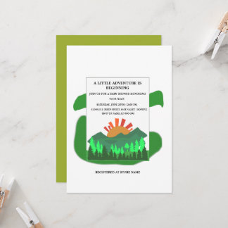 Retro-Bergwald-Baby-Shower-Einladung Salbei Einladung