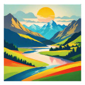 Retro-Bergwelt Akropolis Kunst Fotodruck (Vorne)