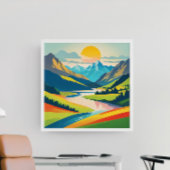 Retro-Bergwelt Akropolis Kunst Fotodruck