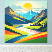 Retro-Bergwelt Akropolis Kunst Leinwanddruck (Insitu (Holzboden))