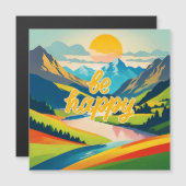 Retro-Bergwelt "Be Happy" Magnetkarte (Vorne/Hinten)