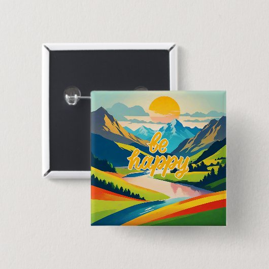 Retro-Bergwelt Button (Vorne & Hinten)