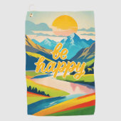 Retro-Bergwelt Golfhandtuch (Vorderseite)